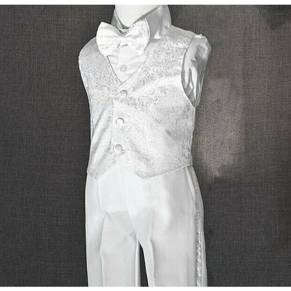 Boys Baptism White square Suit Embroidered Traje Cuadrado Cruz Bordada Nino NEW - Picture 1 of 12